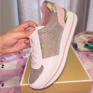 Women's Michael Kor Sneakers with Pink and Gold Accents
